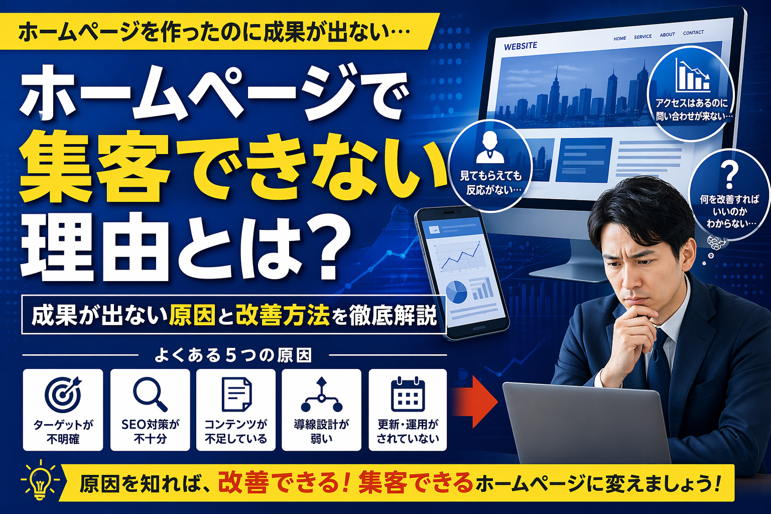 ホームページで集客できない理由と改善方法
